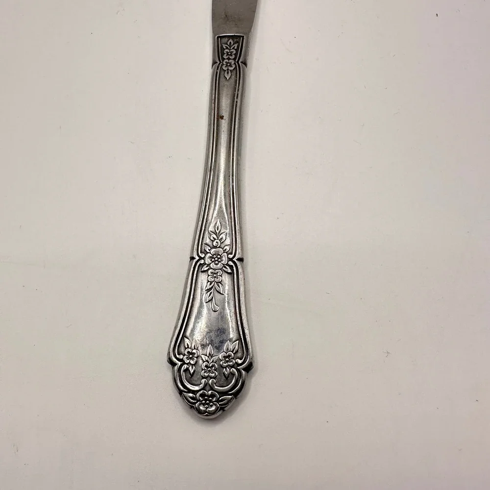 Rogers‎ & Co Stainless Korea Floral Dinner Knife Vintage Silverware Alexis